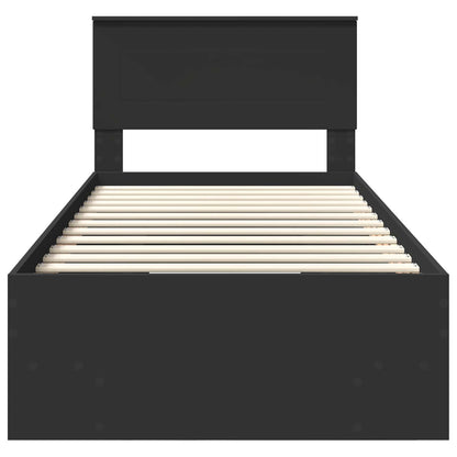 Bed Frame with Headboard Black 80 x 200 cm Engineered Wood