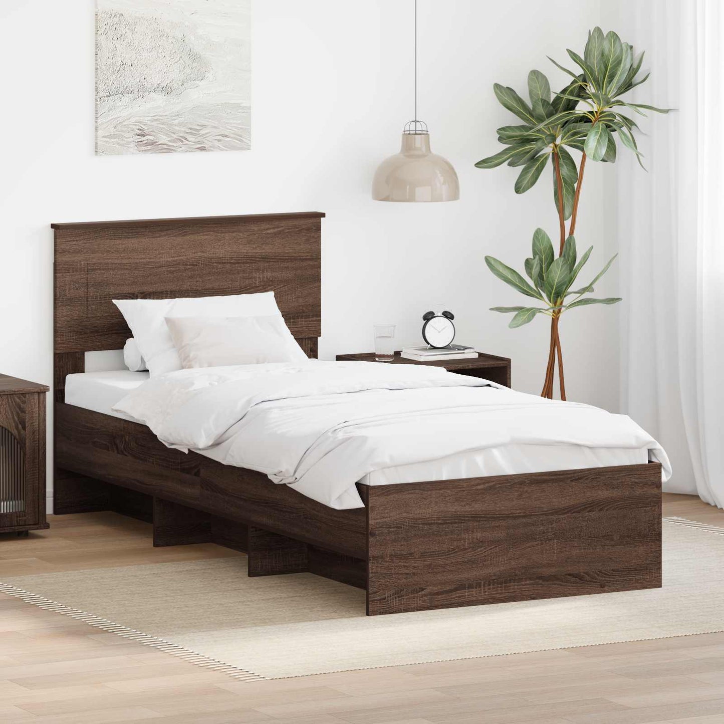 Bed Frame with Headboard Brown Oak 80 x 200 cm Engineered Wood