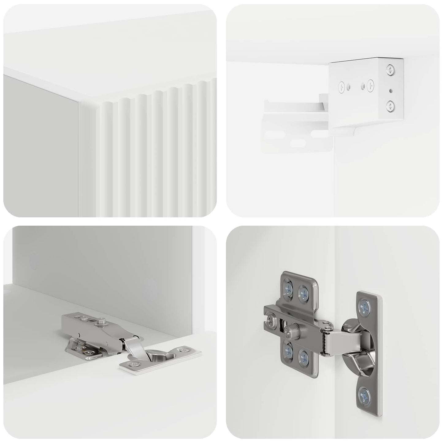 TV Wall Cabinet Set Wall-mounted 4 pcs White Engineered Wood