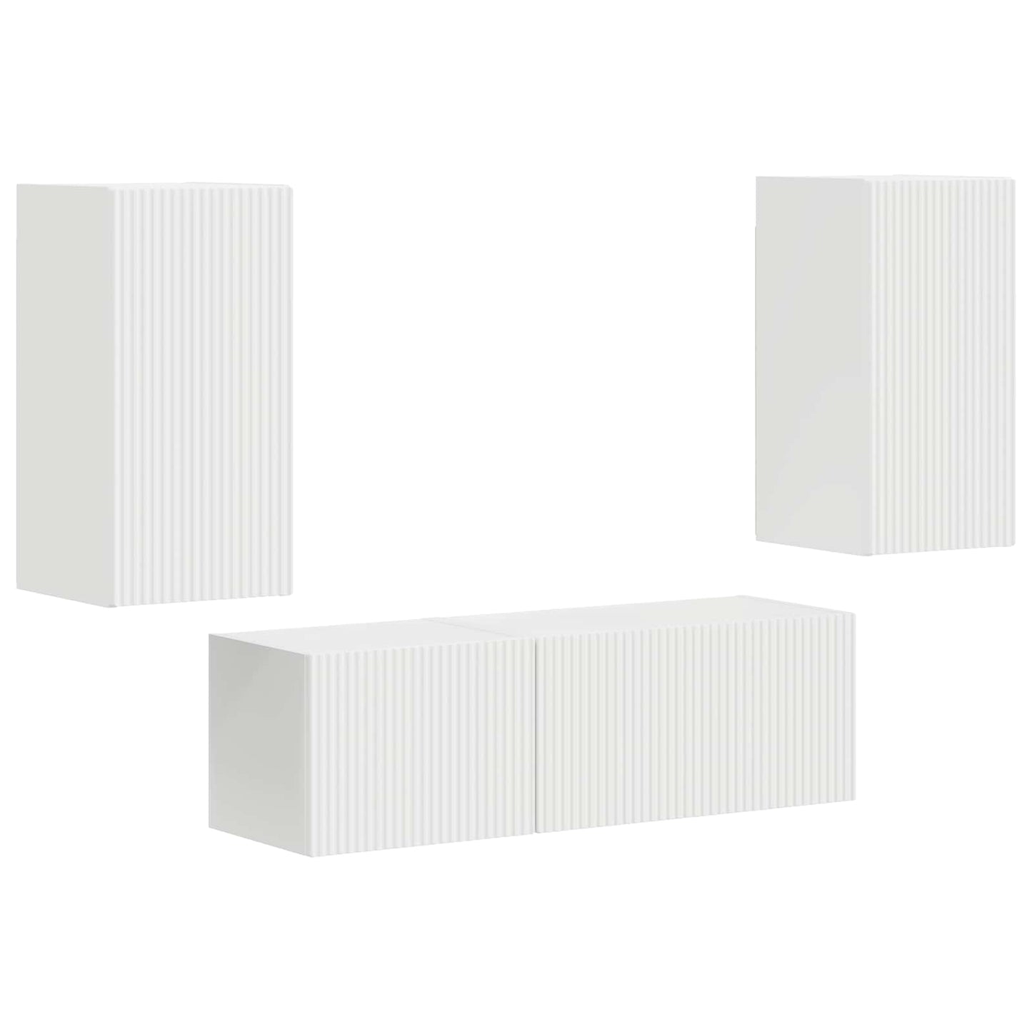 TV Wall Cabinet Set Wall-mounted 4 pcs White Engineered Wood