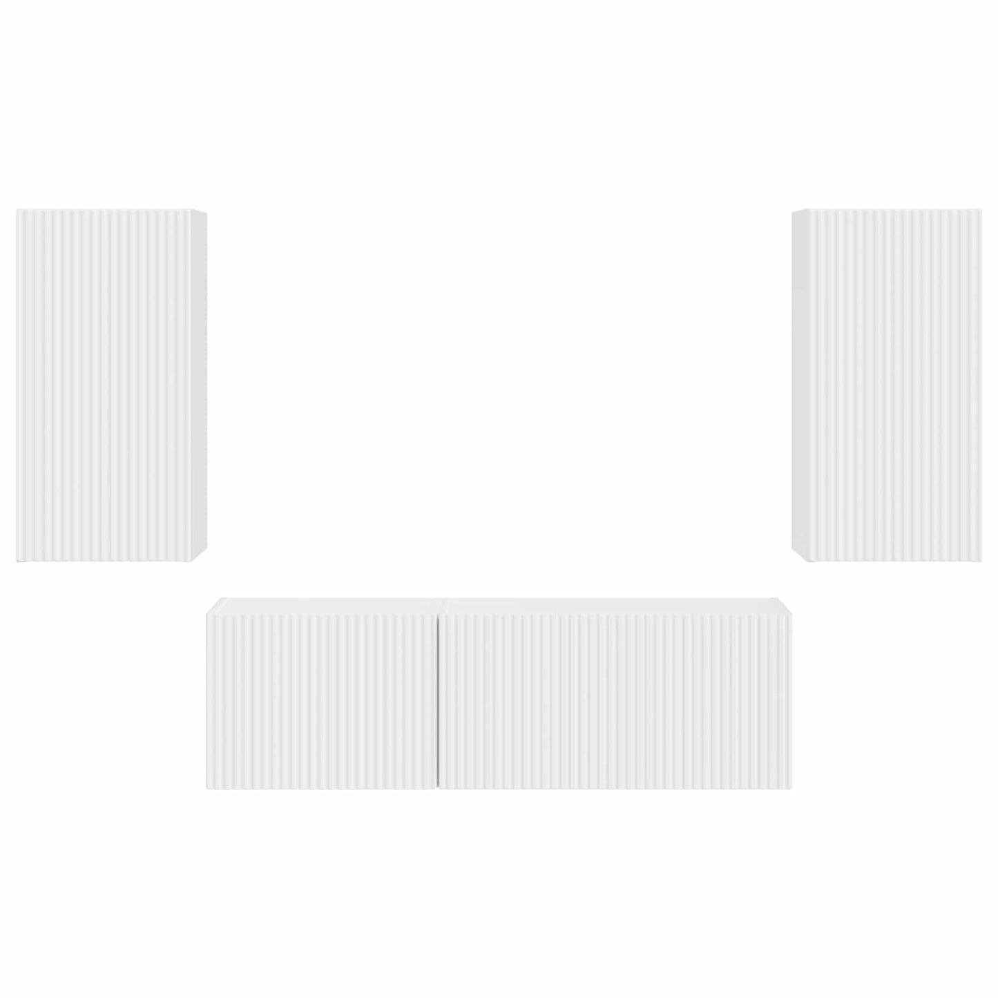 TV Wall Cabinet Set Wall-mounted 4 pcs White Engineered Wood