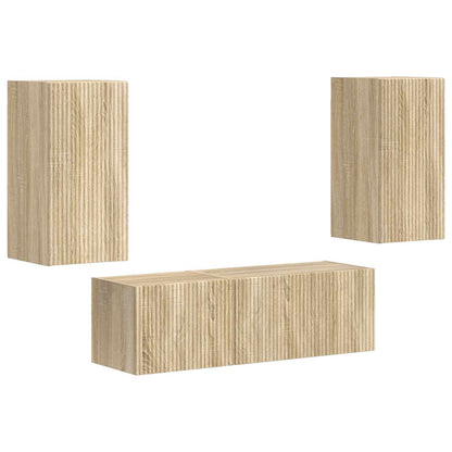 TV Wall Cabinet Set 4 pcs Sonoma Oak Engineered Wood