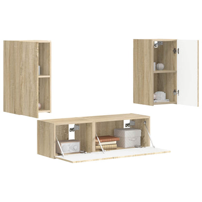 TV Wall Cabinet Set 4 pcs Sonoma Oak Engineered Wood