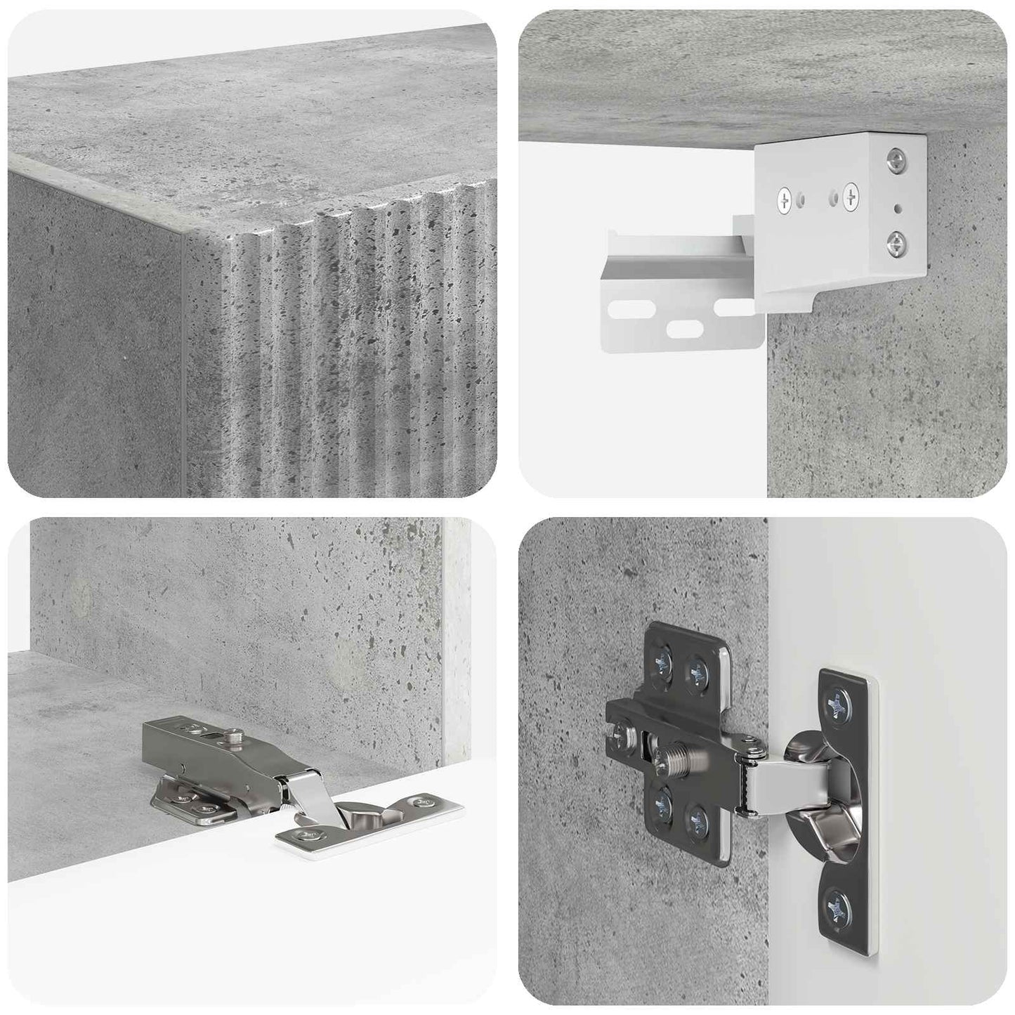 TV Wall Cabinet Set 4 pcs Concrete Grey Engineered Wood