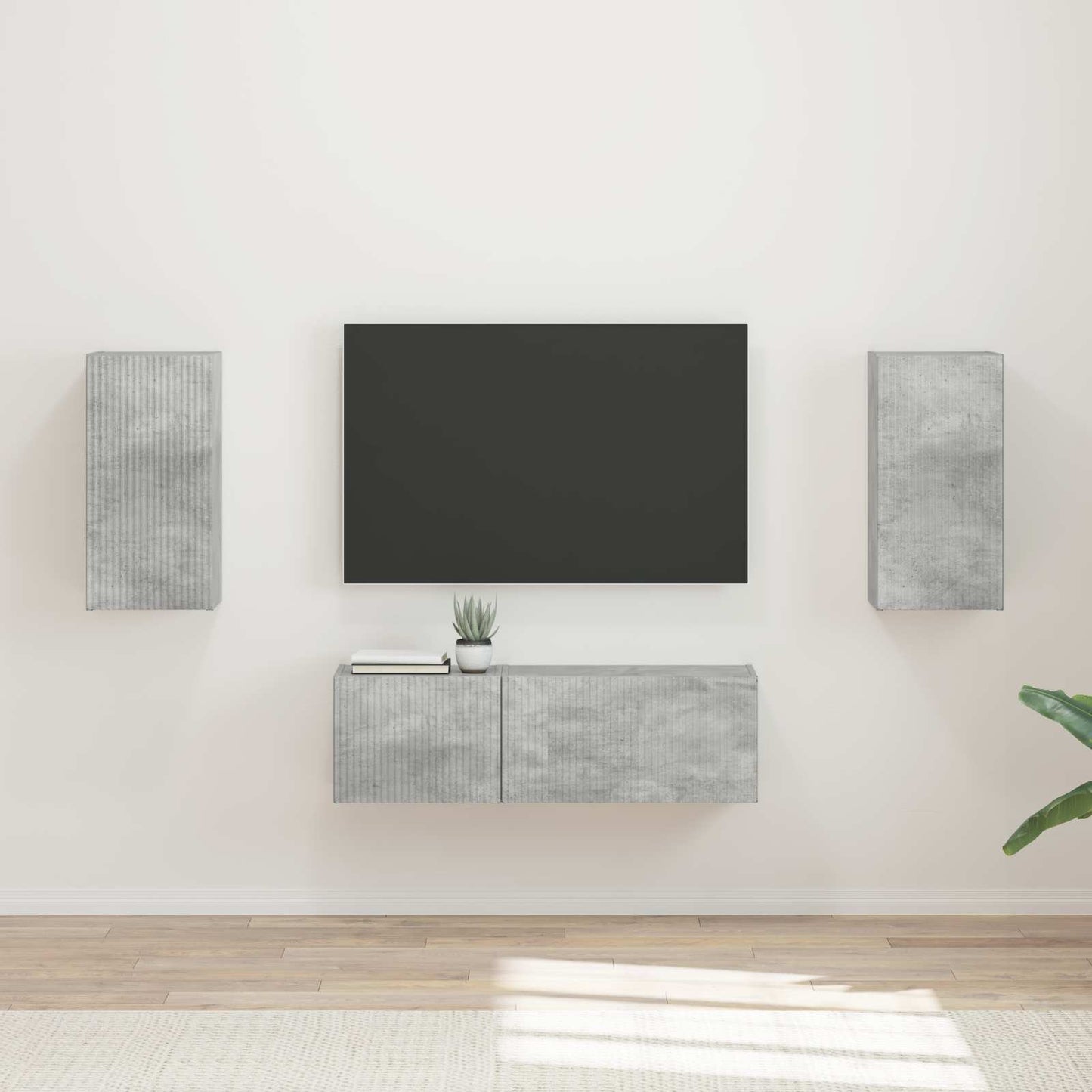 TV Wall Cabinet Set 4 pcs Concrete Grey Engineered Wood