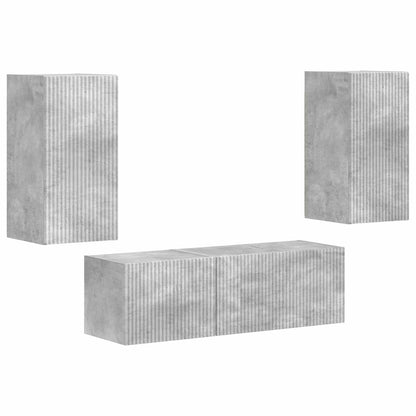 TV Wall Cabinet Set 4 pcs Concrete Grey Engineered Wood