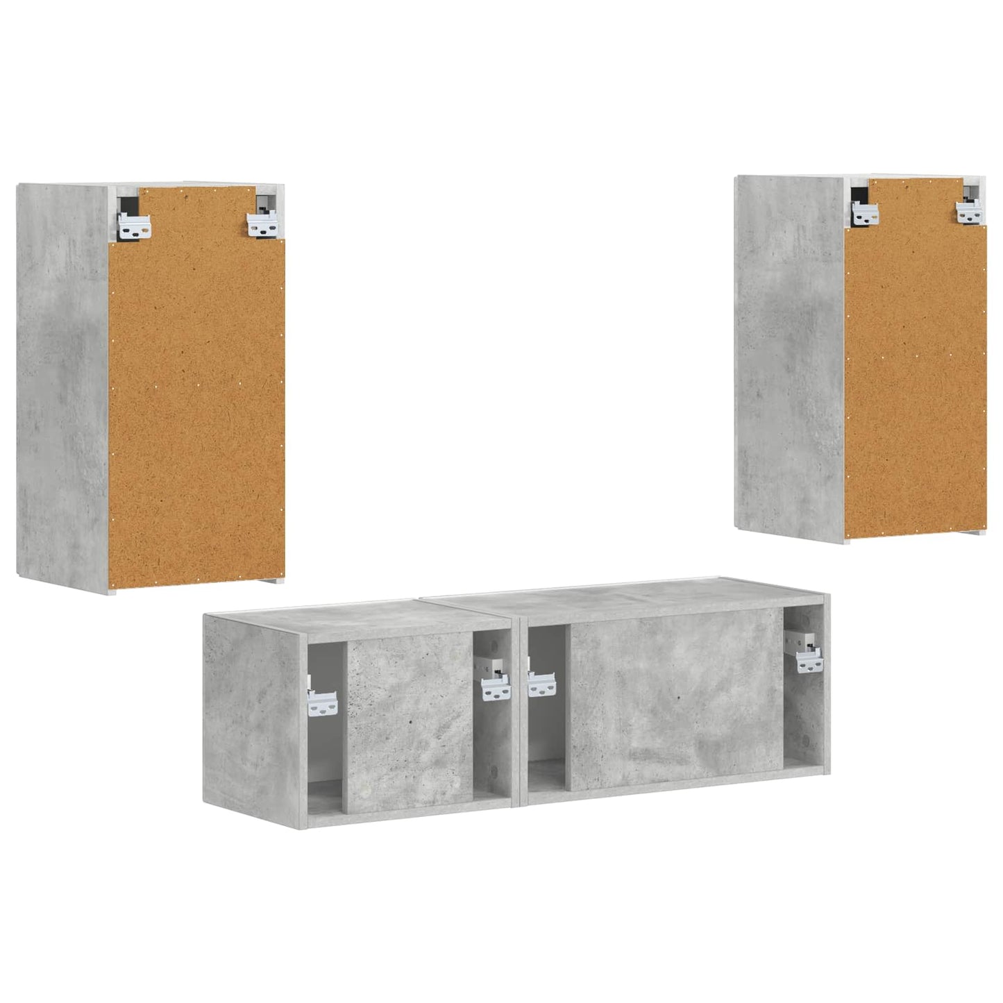 TV Wall Cabinet Set 4 pcs Concrete Grey Engineered Wood