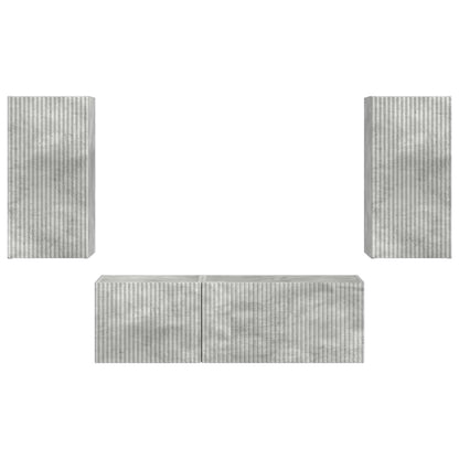 TV Wall Cabinet Set 4 pcs Concrete Grey Engineered Wood