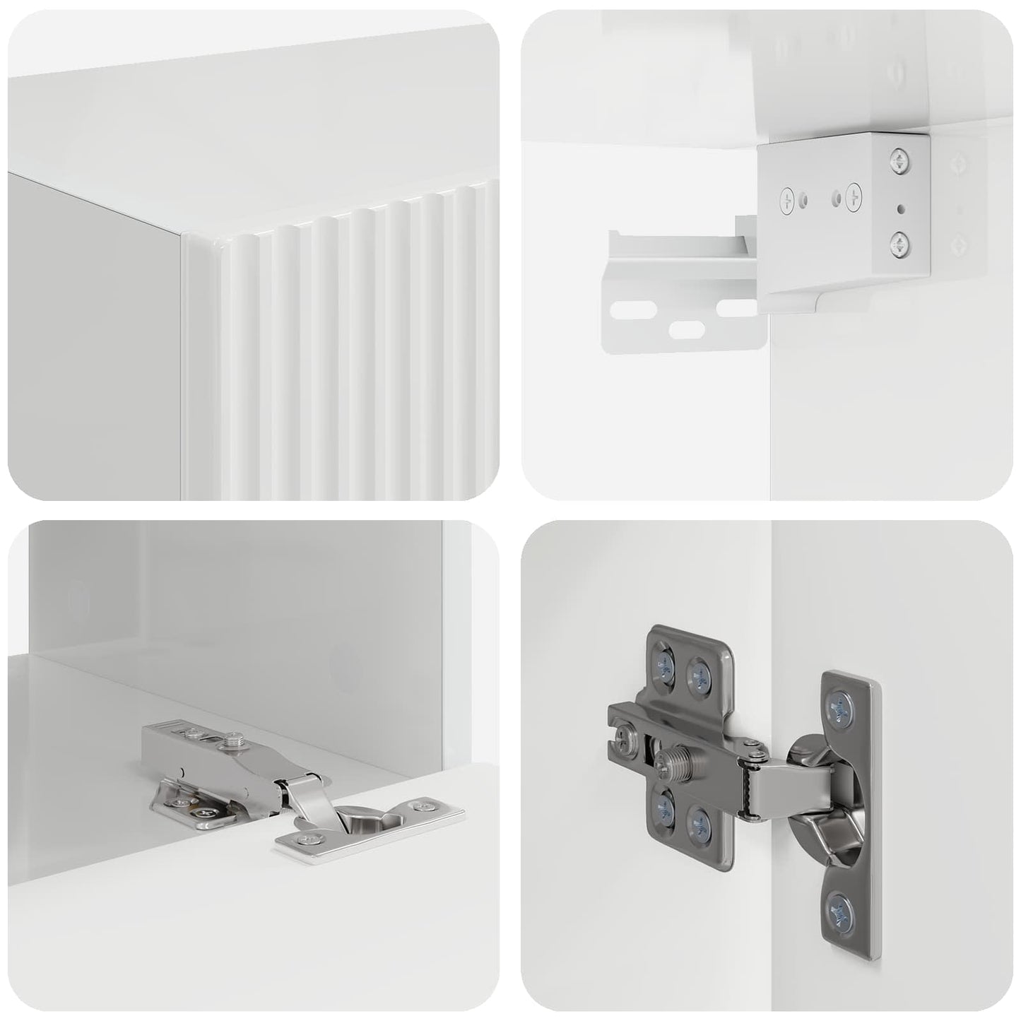 TV Wall Cabinet Set 4 pcs High Gloss White Engineered Wood