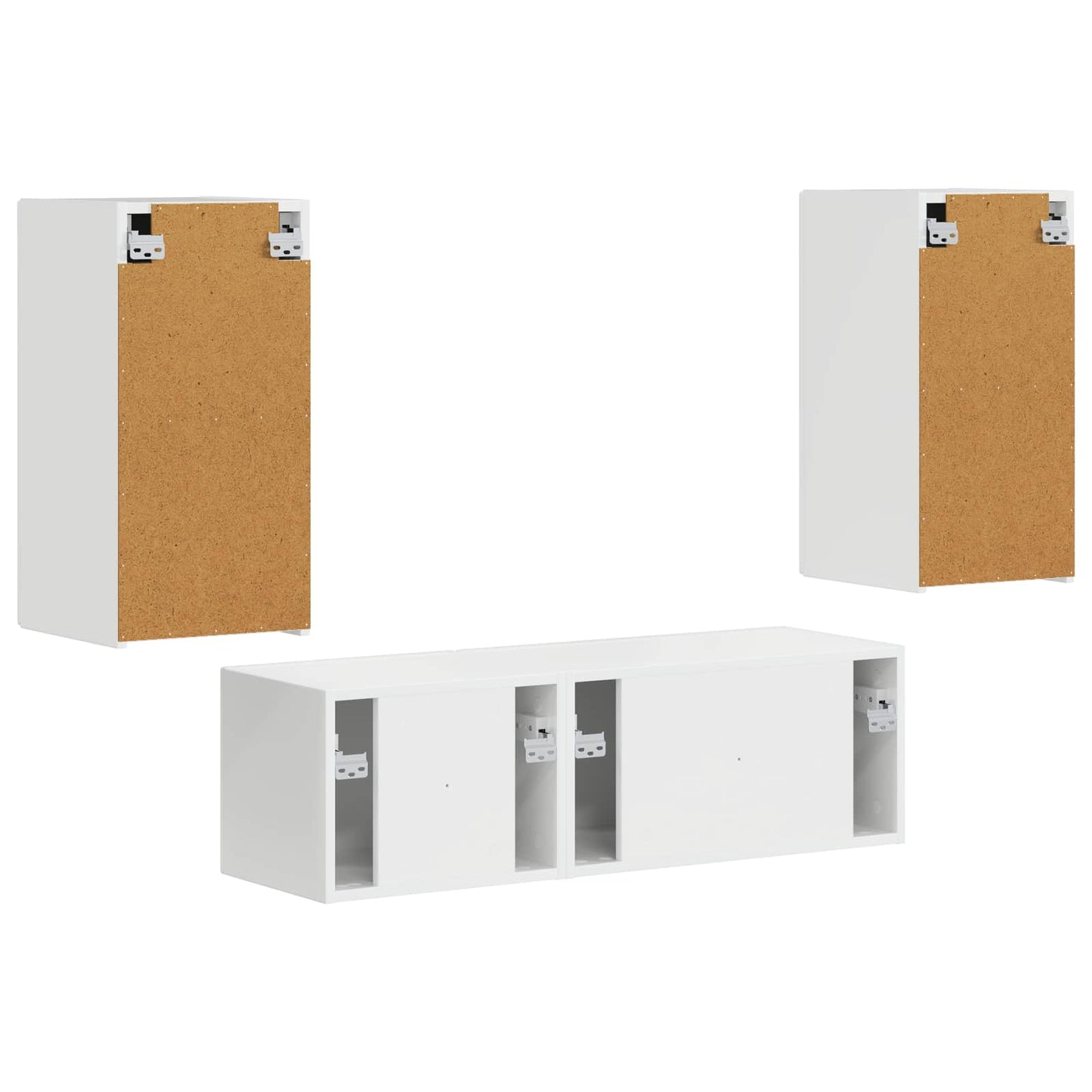 TV Wall Cabinet Set 4 pcs High Gloss White Engineered Wood