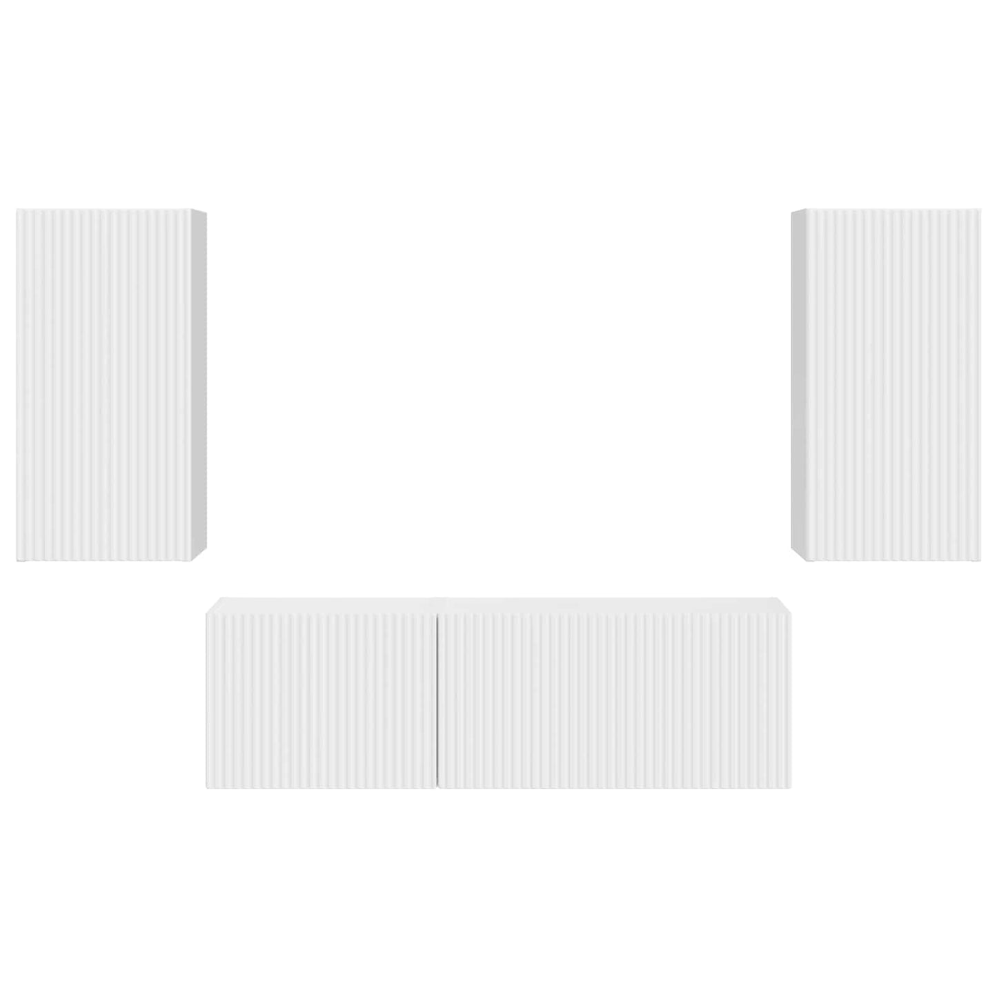 TV Wall Cabinet Set 4 pcs High Gloss White Engineered Wood