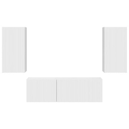 TV Wall Cabinet Set 4 pcs High Gloss White Engineered Wood