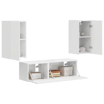 TV Wall Cabinet Set 4 pcs High Gloss White Engineered Wood