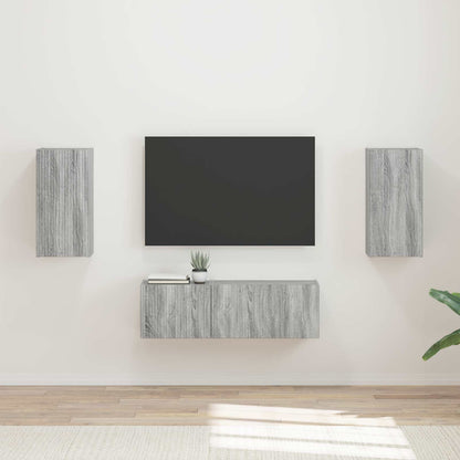 TV Wall Cabinet Set 4 pcs Grey Sonoma Engineered Wood