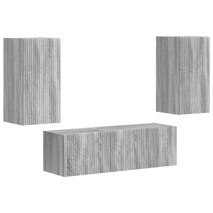 TV Wall Cabinet Set 4 pcs Grey Sonoma Engineered Wood