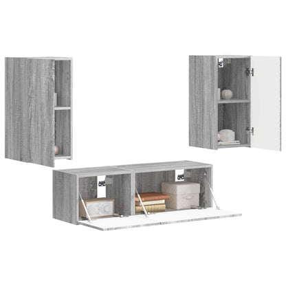 TV Wall Cabinet Set 4 pcs Grey Sonoma Engineered Wood