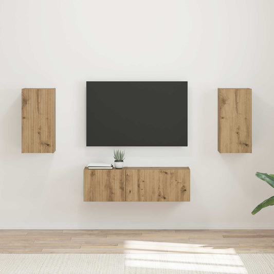 TV Wall Cabinet Set 4 pcs Artisan Oak Engineered Wood