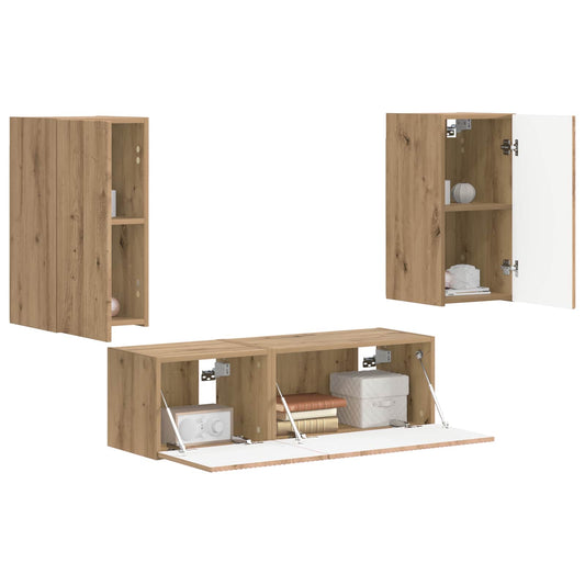 TV Wall Cabinet Set 4 pcs Artisan Oak Engineered Wood