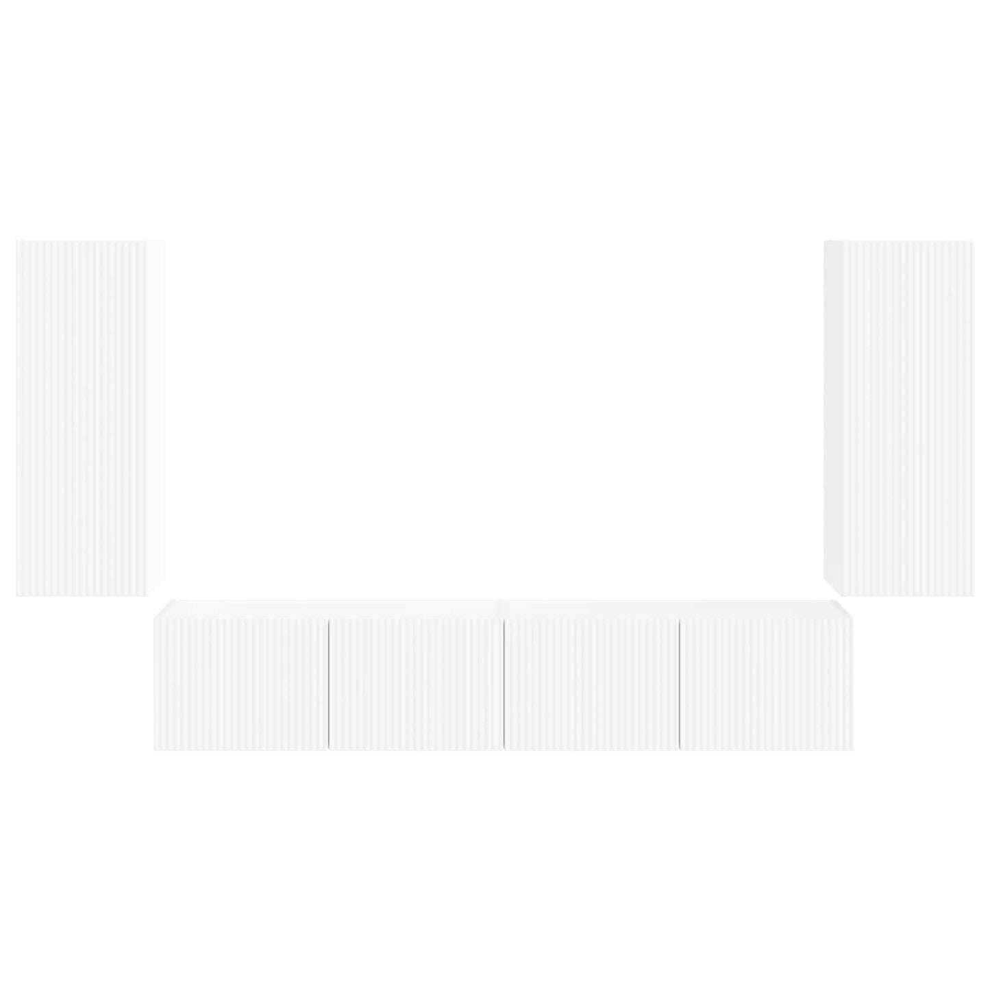 TV Wall Cabinet Set Wall-mounted 4 pcs White Engineered Wood