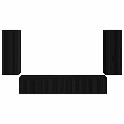 TV Wall Cabinet Set Wall-mounted 4 pcs Black Engineered Wood