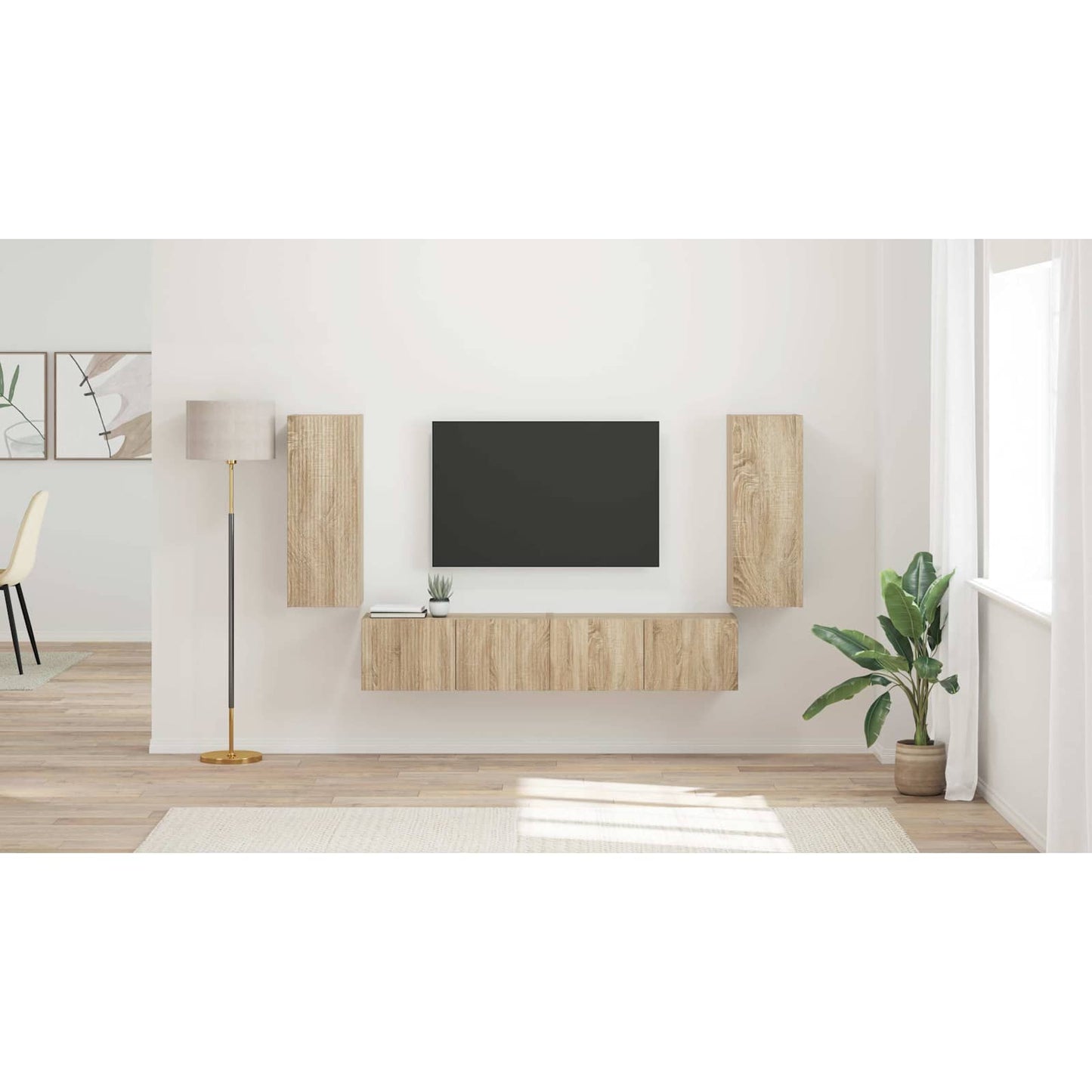 TV Wall Cabinet Set 4 pcs Sonoma Oak Engineered Wood