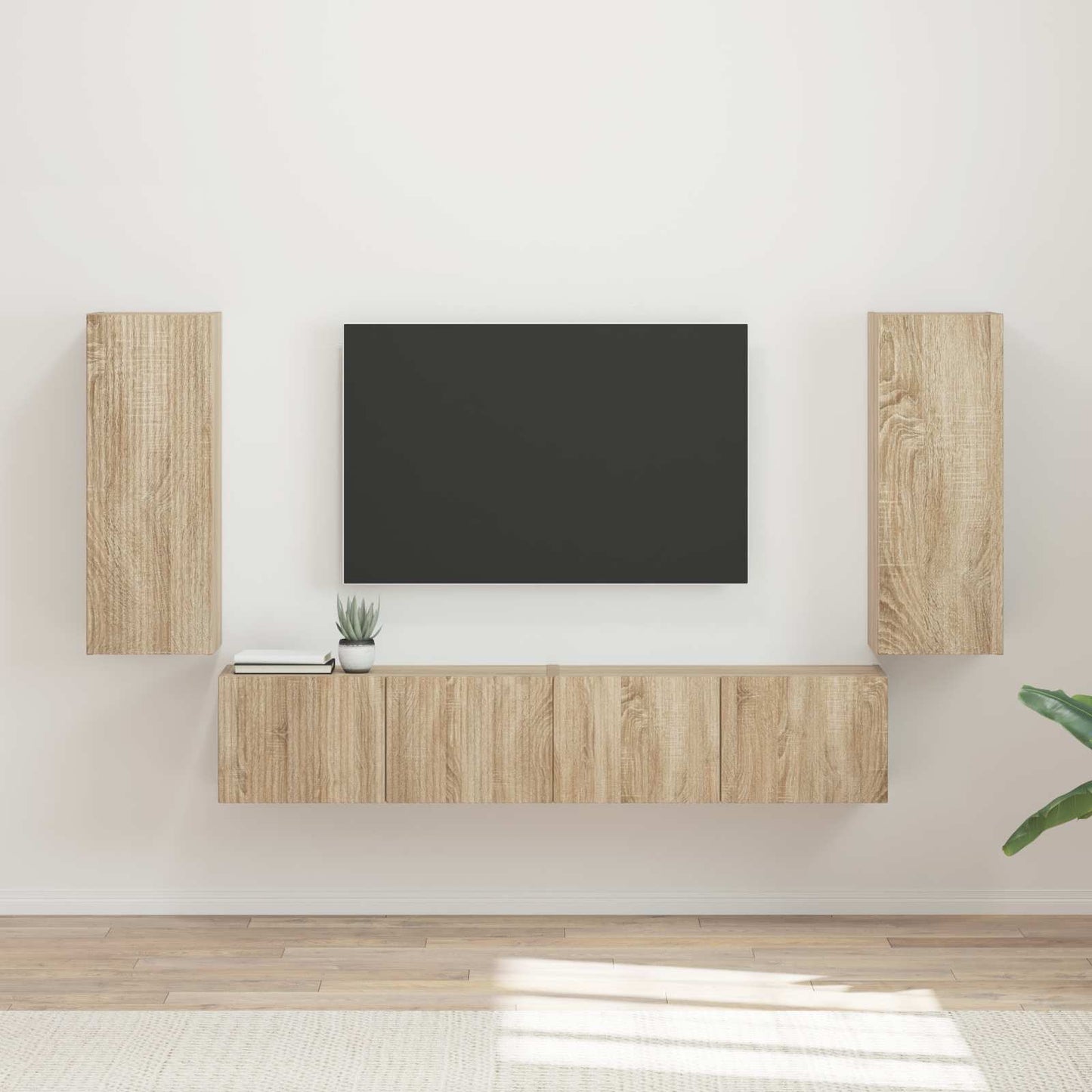 TV Wall Cabinet Set 4 pcs Sonoma Oak Engineered Wood
