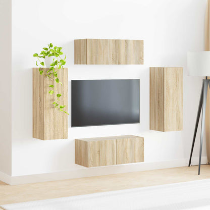 TV Wall Cabinet Set 4 pcs Sonoma Oak Engineered Wood