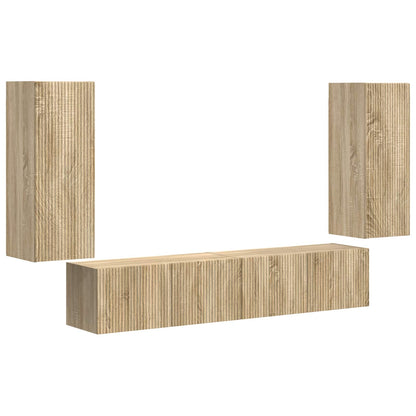 TV Wall Cabinet Set 4 pcs Sonoma Oak Engineered Wood