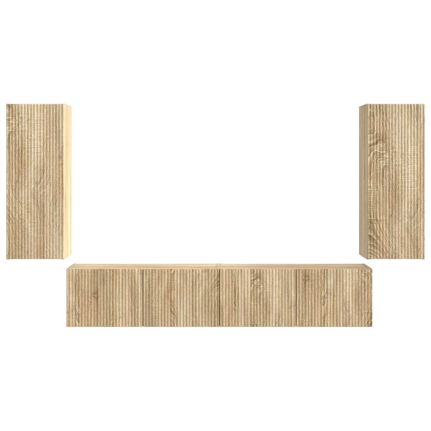 TV Wall Cabinet Set 4 pcs Sonoma Oak Engineered Wood