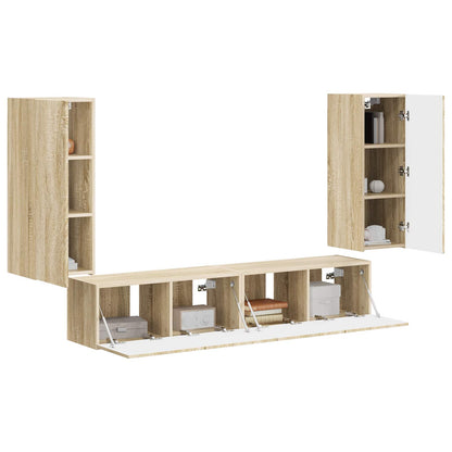 TV Wall Cabinet Set 4 pcs Sonoma Oak Engineered Wood