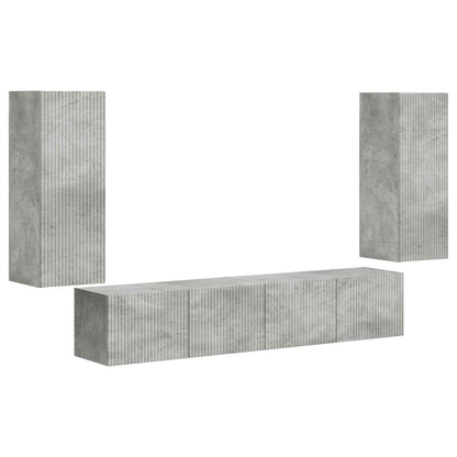 TV Wall Cabinet Set 4 pcs Concrete Grey Engineered Wood