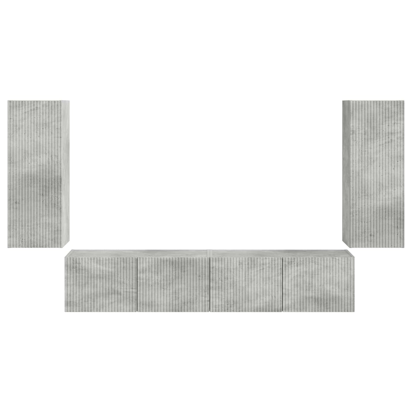 TV Wall Cabinet Set 4 pcs Concrete Grey Engineered Wood