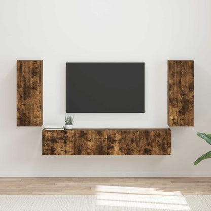TV Wall Cabinet Set 4 pcs Smoked Oak Engineered Wood