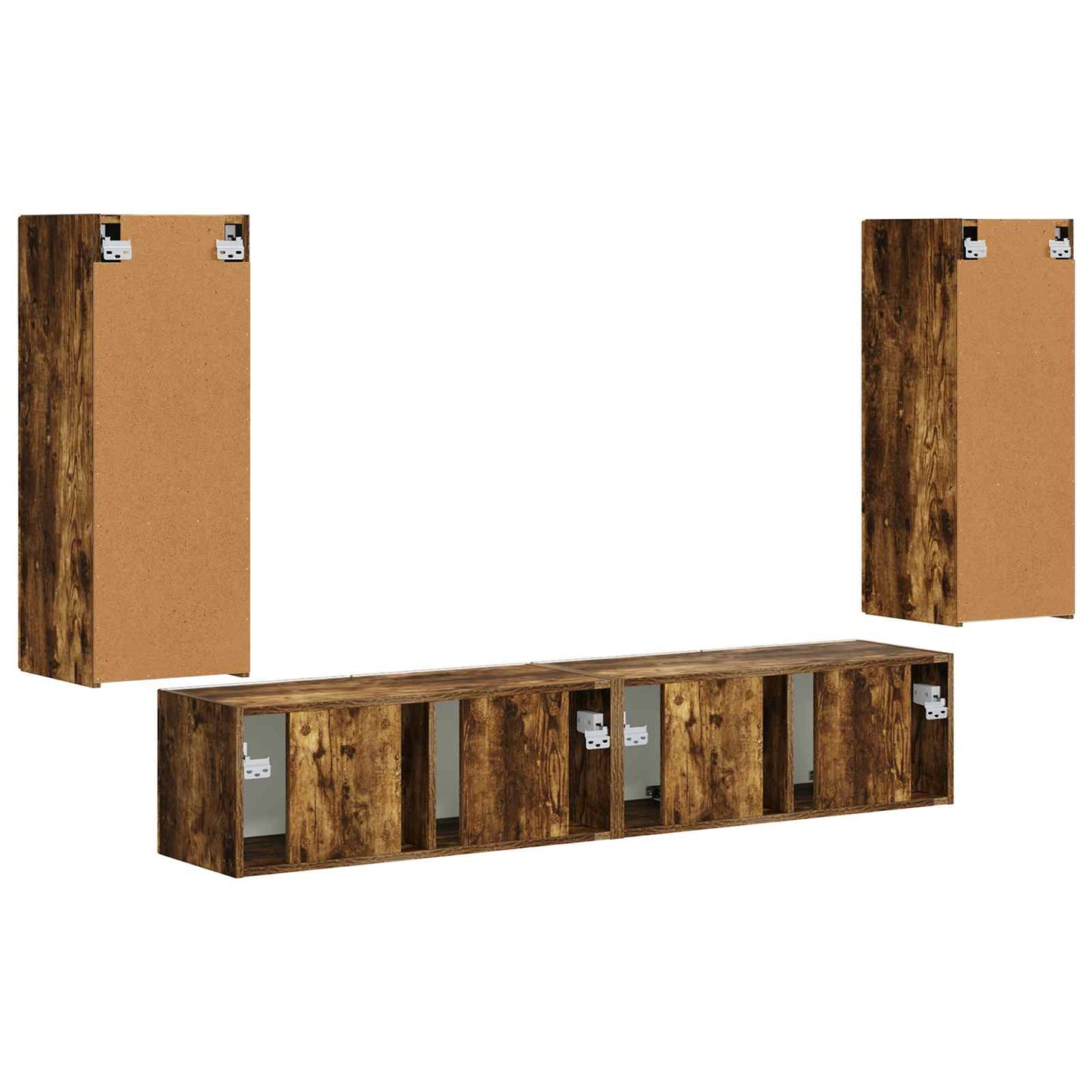 TV Wall Cabinet Set 4 pcs Smoked Oak Engineered Wood