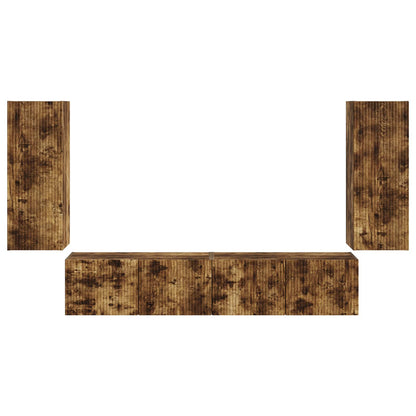 TV Wall Cabinet Set 4 pcs Smoked Oak Engineered Wood
