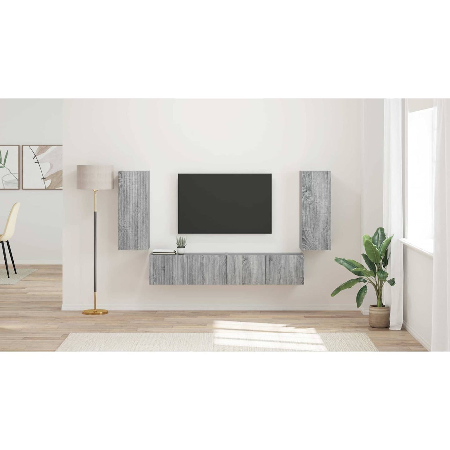 TV Wall Cabinet Set 4 pcs Grey Sonoma Engineered Wood