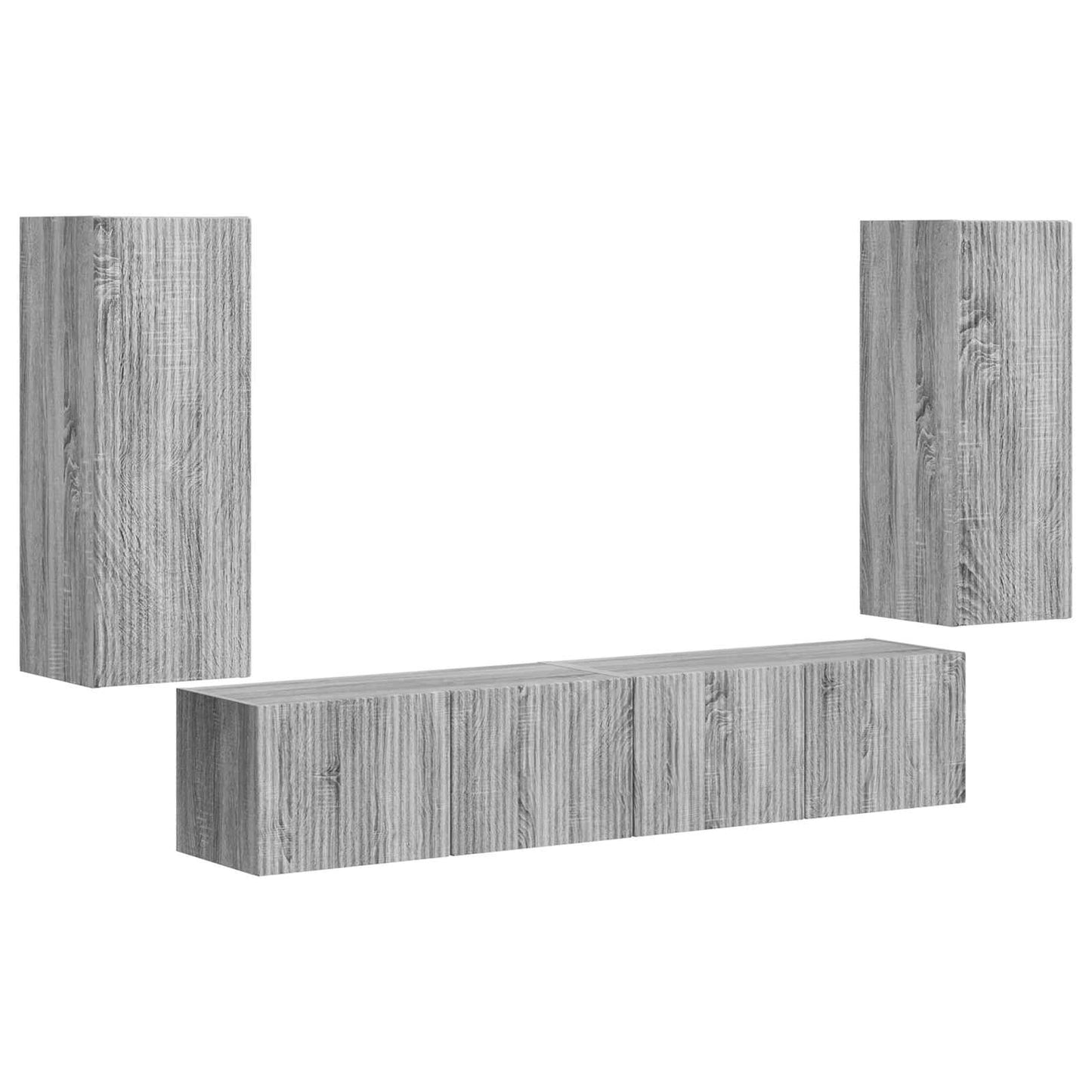 TV Wall Cabinet Set 4 pcs Grey Sonoma Engineered Wood