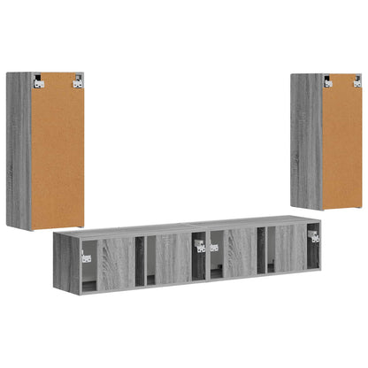 TV Wall Cabinet Set 4 pcs Grey Sonoma Engineered Wood