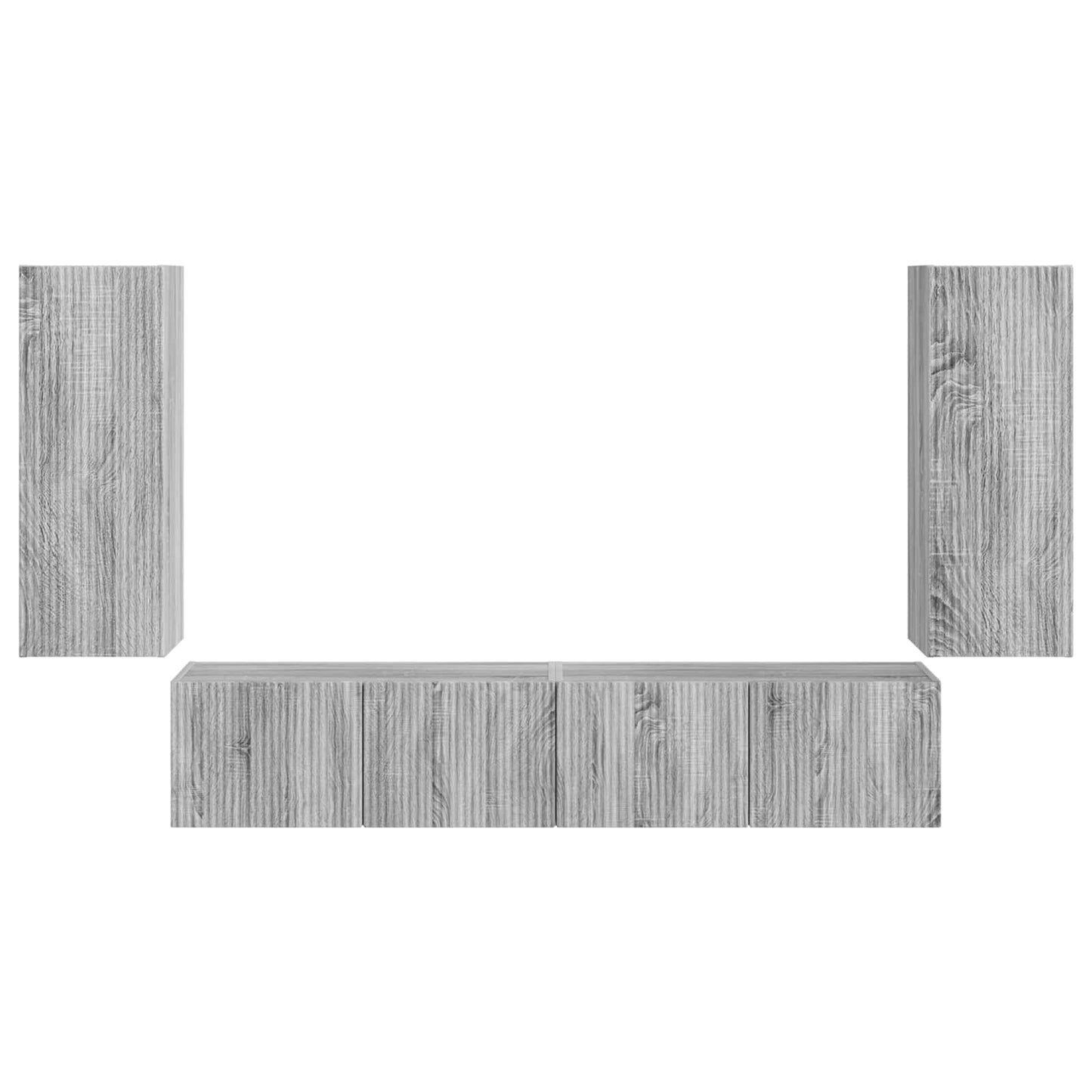 TV Wall Cabinet Set 4 pcs Grey Sonoma Engineered Wood
