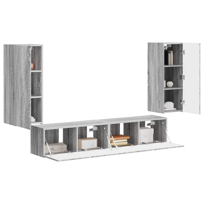TV Wall Cabinet Set 4 pcs Grey Sonoma Engineered Wood