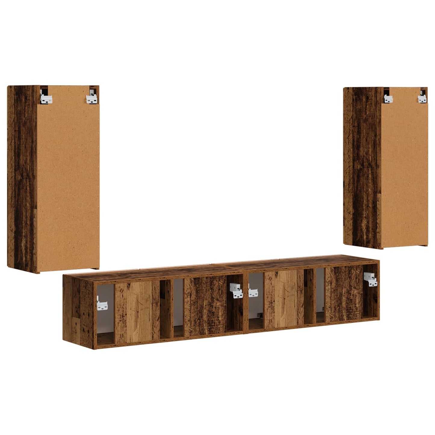 TV Wall Cabinet Set Wall-mounted 4 pcs Old Wood Engineered Wood