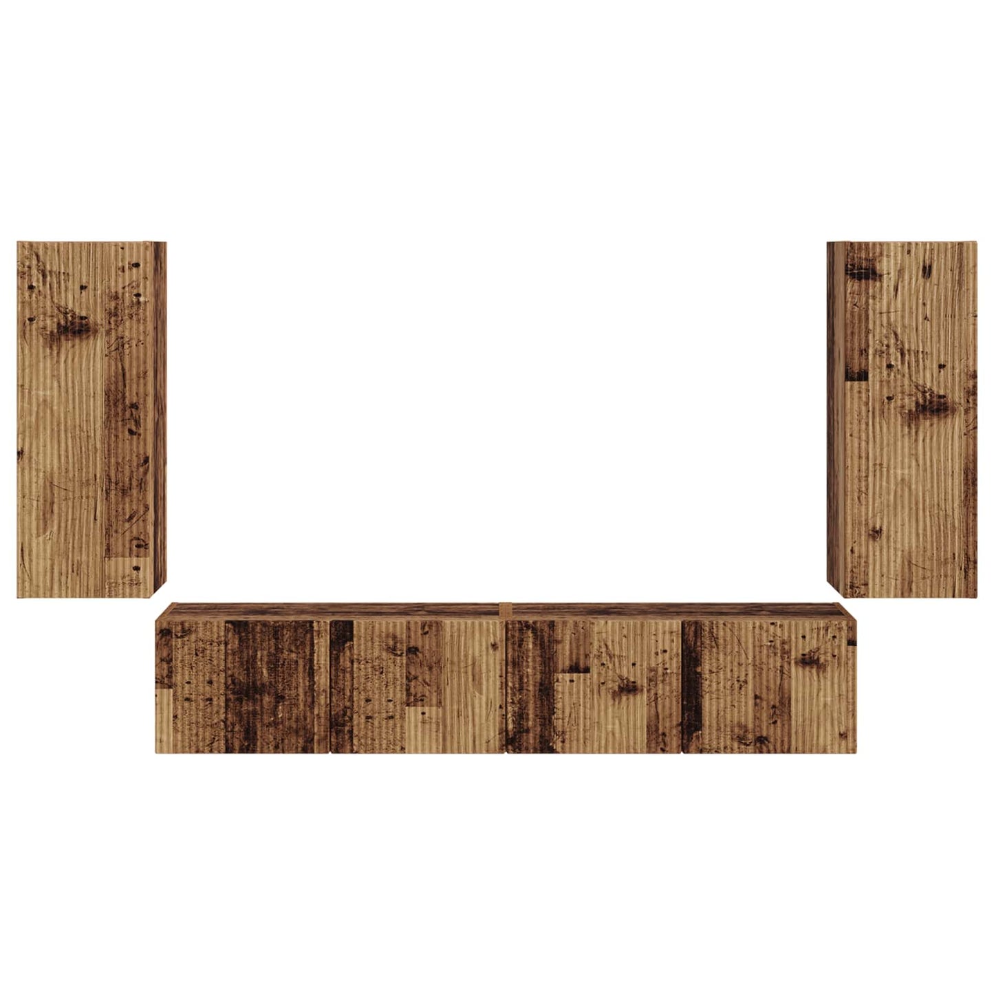 TV Wall Cabinet Set Wall-mounted 4 pcs Old Wood Engineered Wood