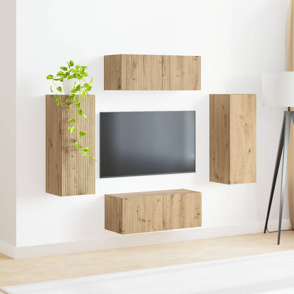 TV Wall Cabinet Set 4 pcs Artisan Oak Engineered Wood