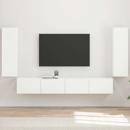 TV Wall Cabinet Set 4 pcs White Engineered Wood
