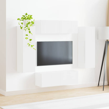 TV Wall Cabinet Set 4 pcs White Engineered Wood