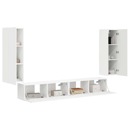 TV Wall Cabinet Set 4 pcs White Engineered Wood