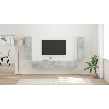 TV Wall Cabinet Set 4 pcs Concrete Grey Engineered Wood