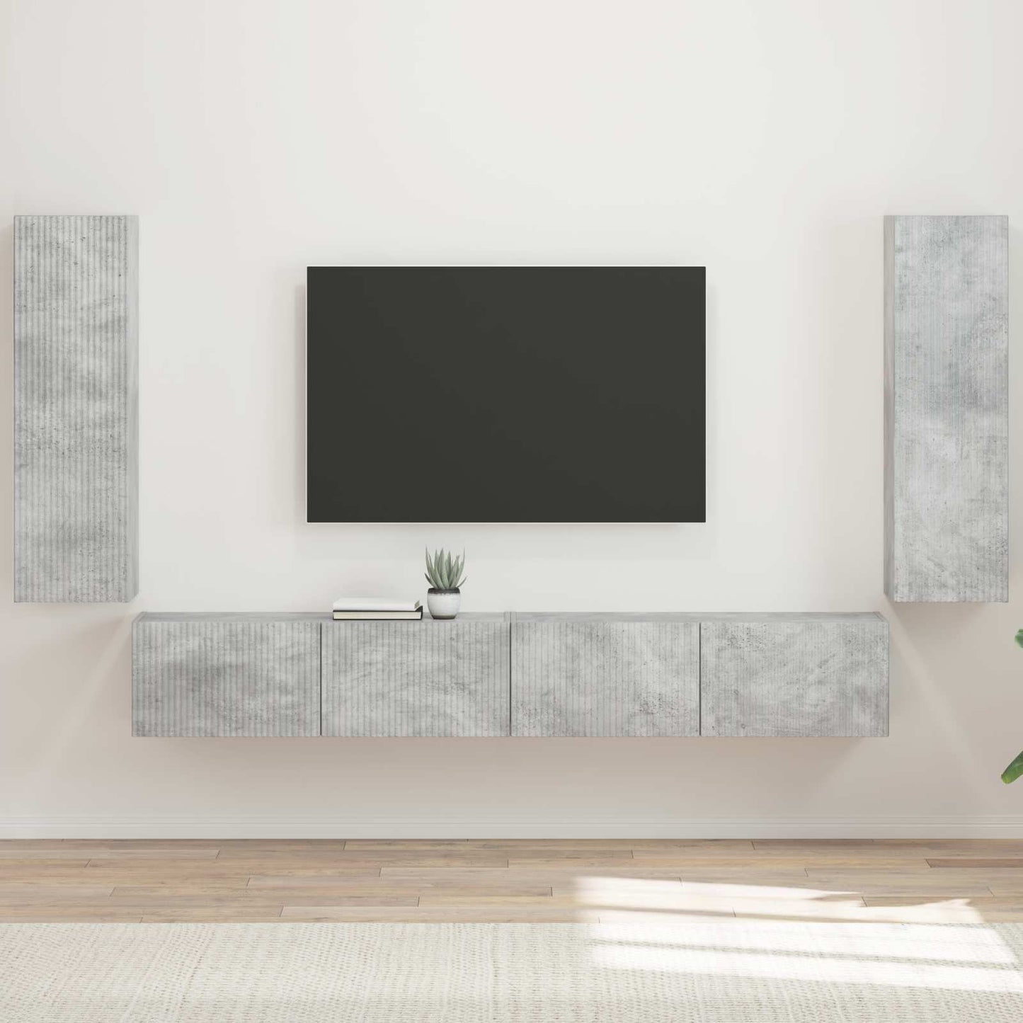 TV Wall Cabinet Set 4 pcs Concrete Grey Engineered Wood