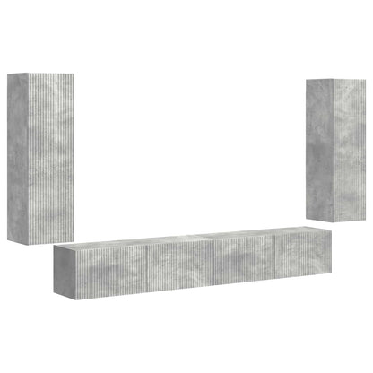 TV Wall Cabinet Set 4 pcs Concrete Grey Engineered Wood