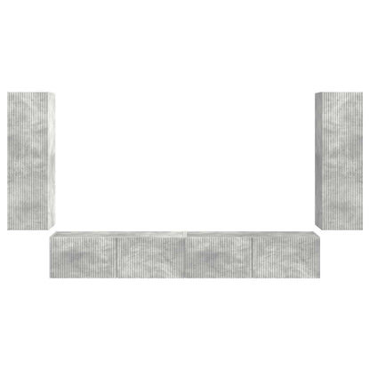 TV Wall Cabinet Set 4 pcs Concrete Grey Engineered Wood